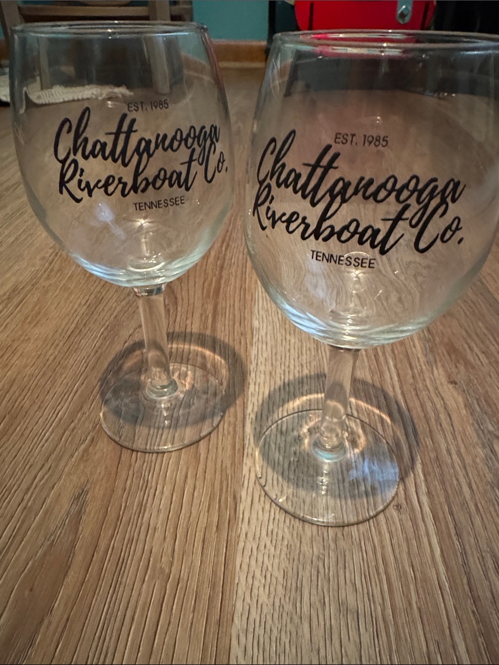 Chattanooga Riverboat Co. Wine Glasses - Clear with Black Logo
